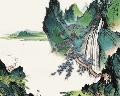 情溢丘壑绿满山一一读刘艳会新青绿山水画有感